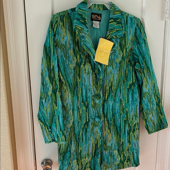 Bob Mackie Teal and Yellow Patterned Jacket - Picture 2 of 4